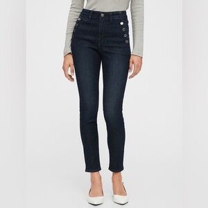 GAP High Rise True Skinny Sailor Ankle Jeans Secret Smoothing Pockets Blue 0/25